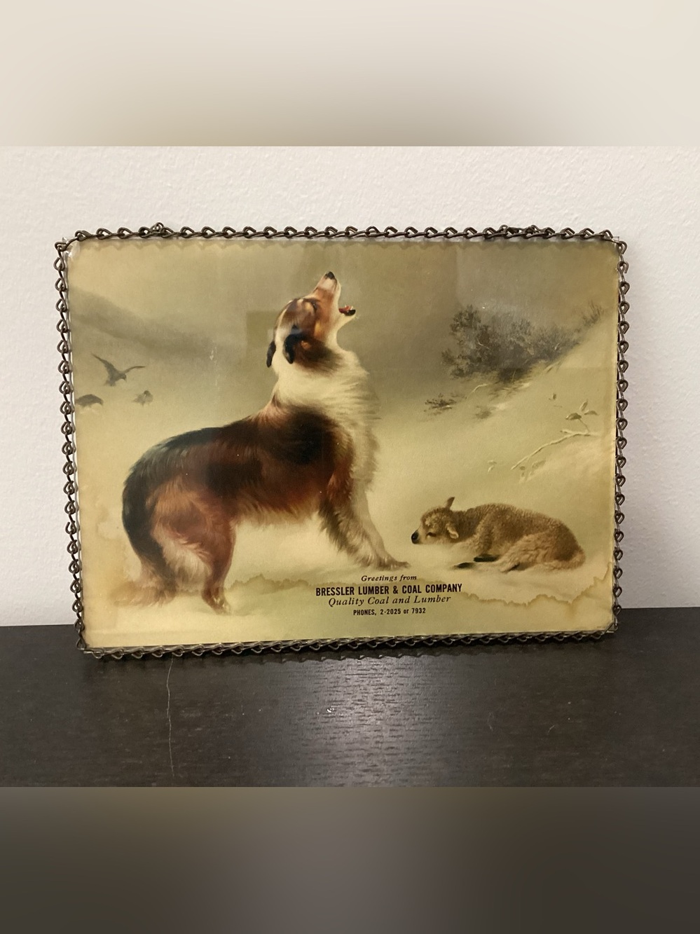 Antique framed lenticular 3-D shifting image promotional calender cover photo